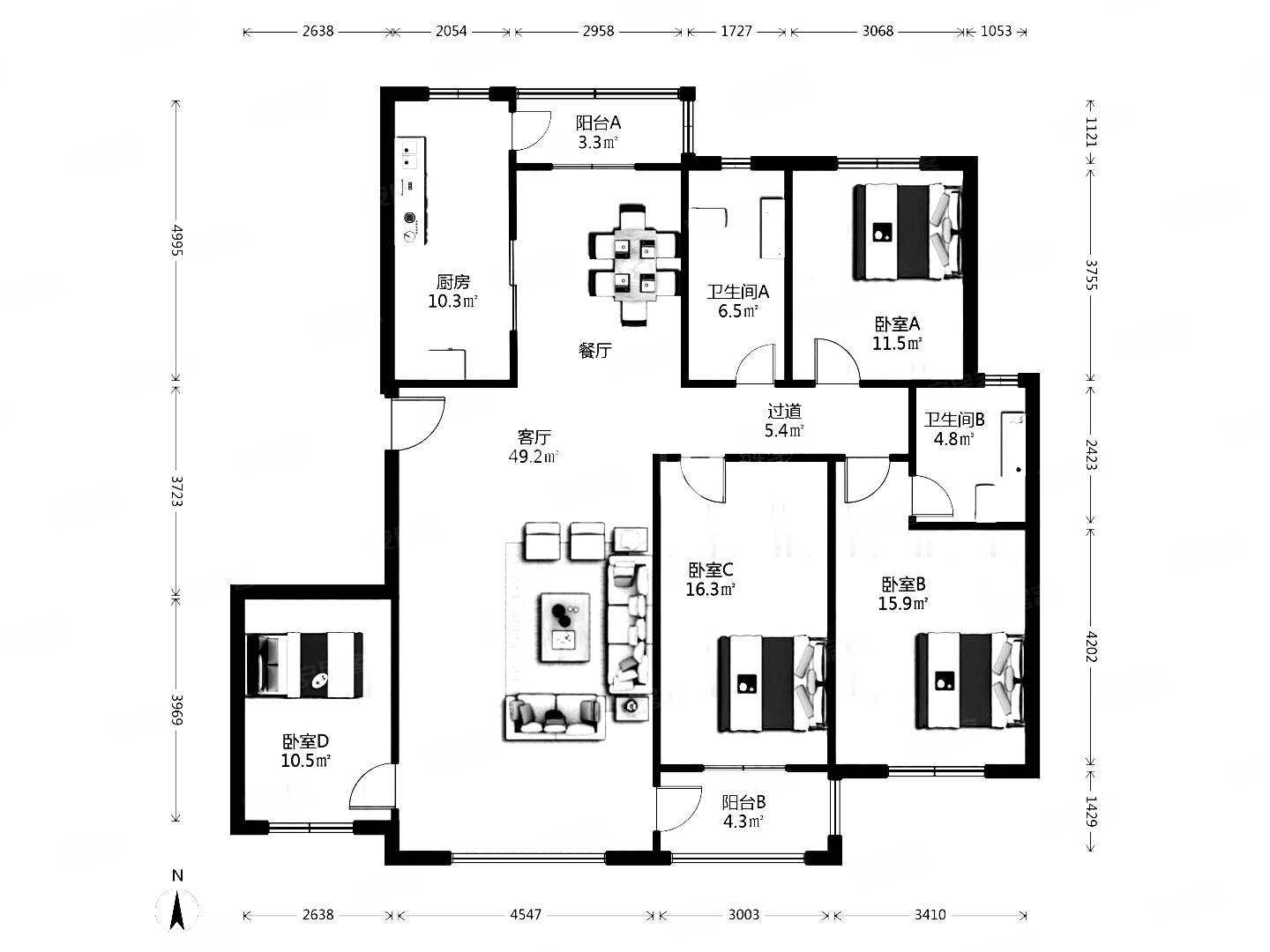 海创半山壹号4室2厅2卫162.75㎡南北236万