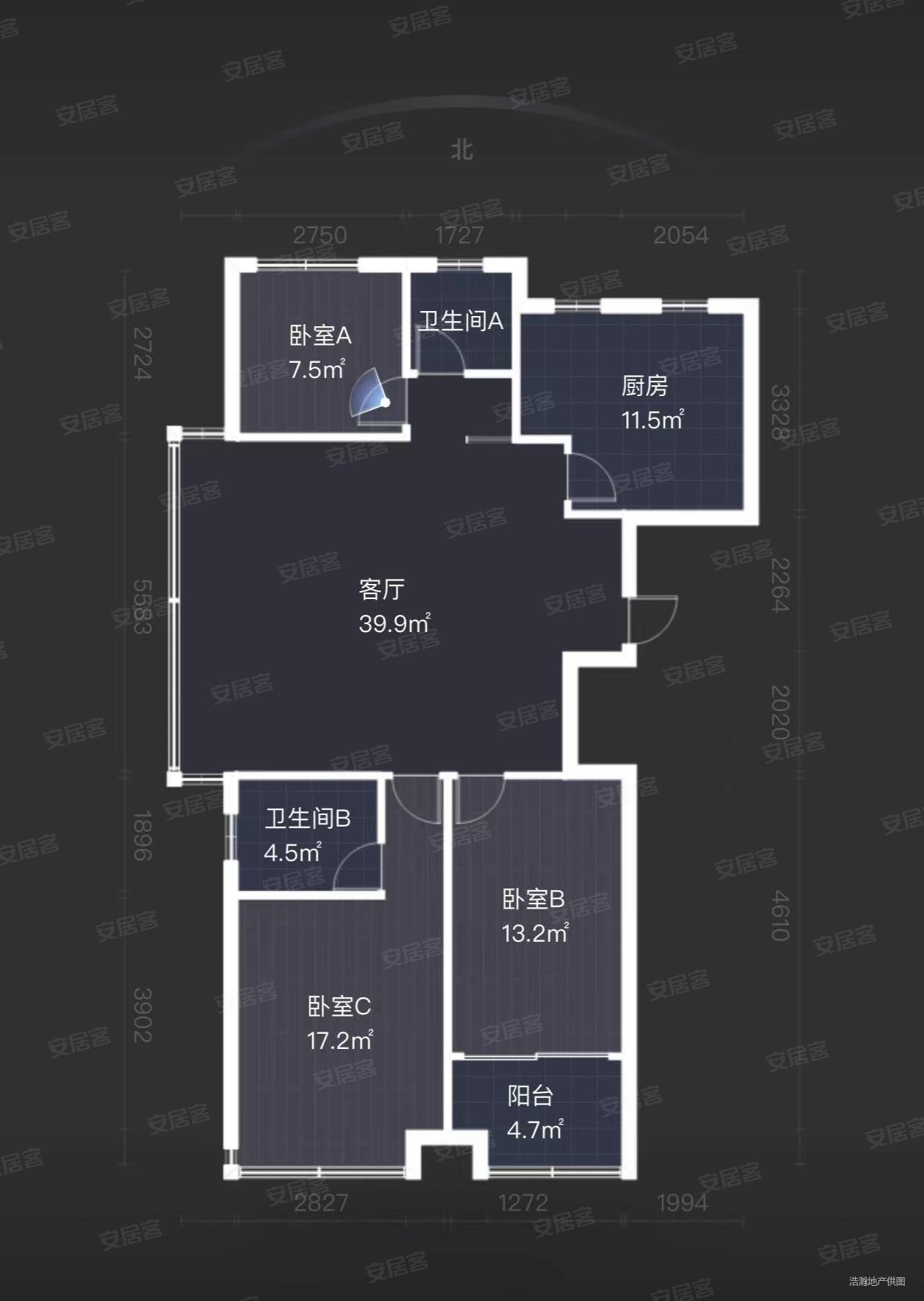 元垄星悦湾3室2厅2卫125㎡南北238万