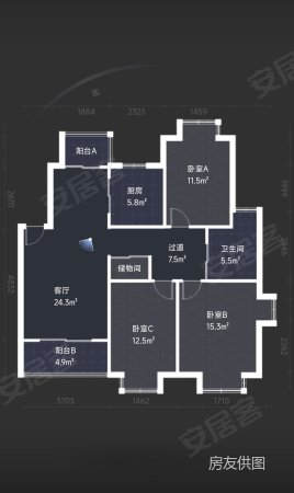 旭日景城3室1厅1卫105㎡南北290万