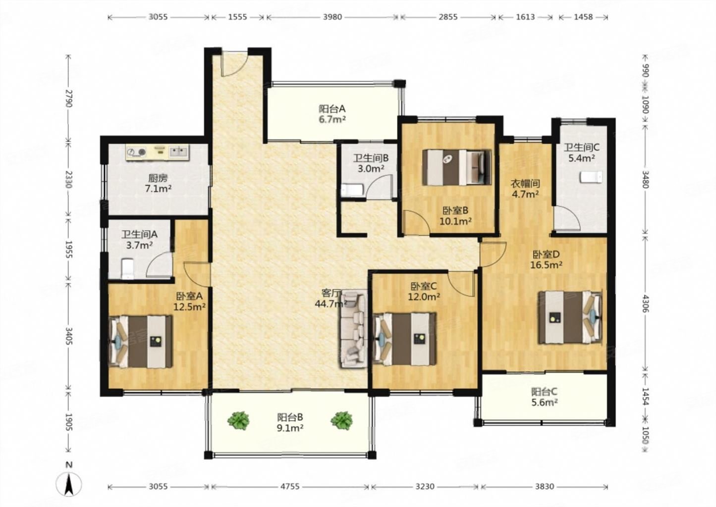 碧桂园十里江湾4室2厅3卫168.56㎡南177万