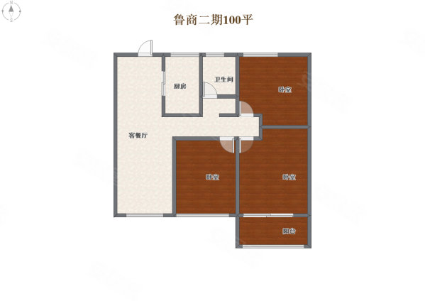 鲁商蓝岸新城(二期)3室2厅1卫100.66㎡南102万