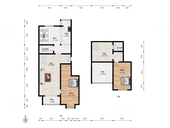 西上园2室2厅2卫156.92㎡南北630万