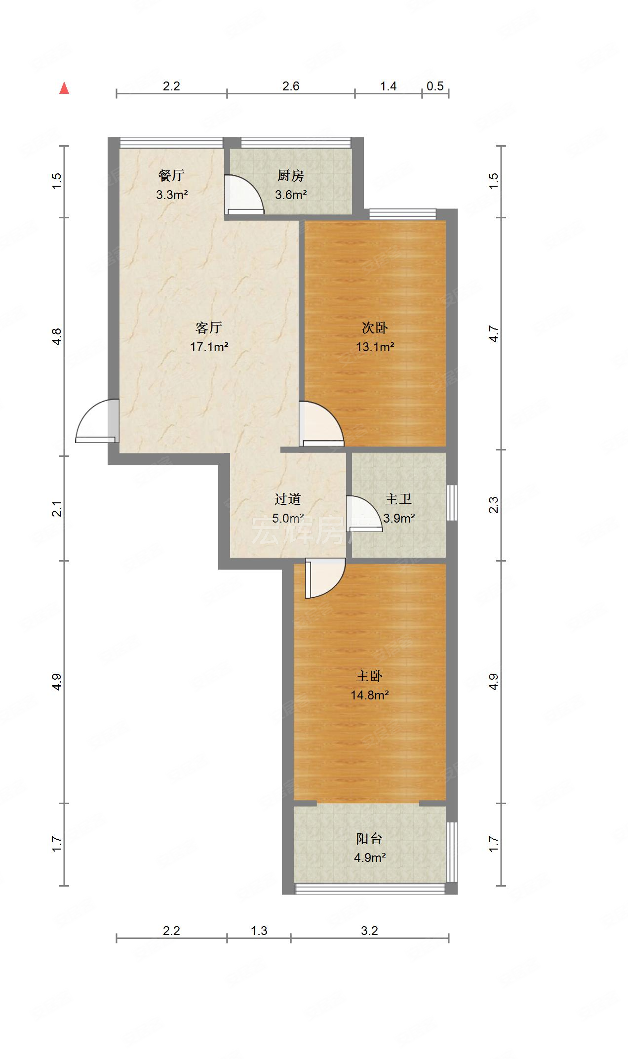 世纪新村B区2室2厅1卫88.94㎡南北75万