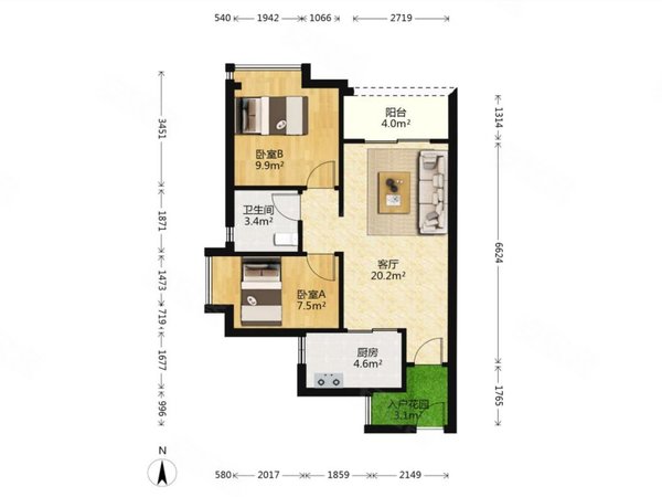 广州南沙金洲广州时代云图广州时代云图 2室1厅1卫  电梯房 精装修67