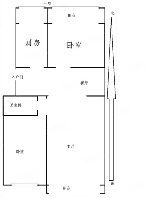 彩虹园小区2室2厅1卫90.77㎡南北175万