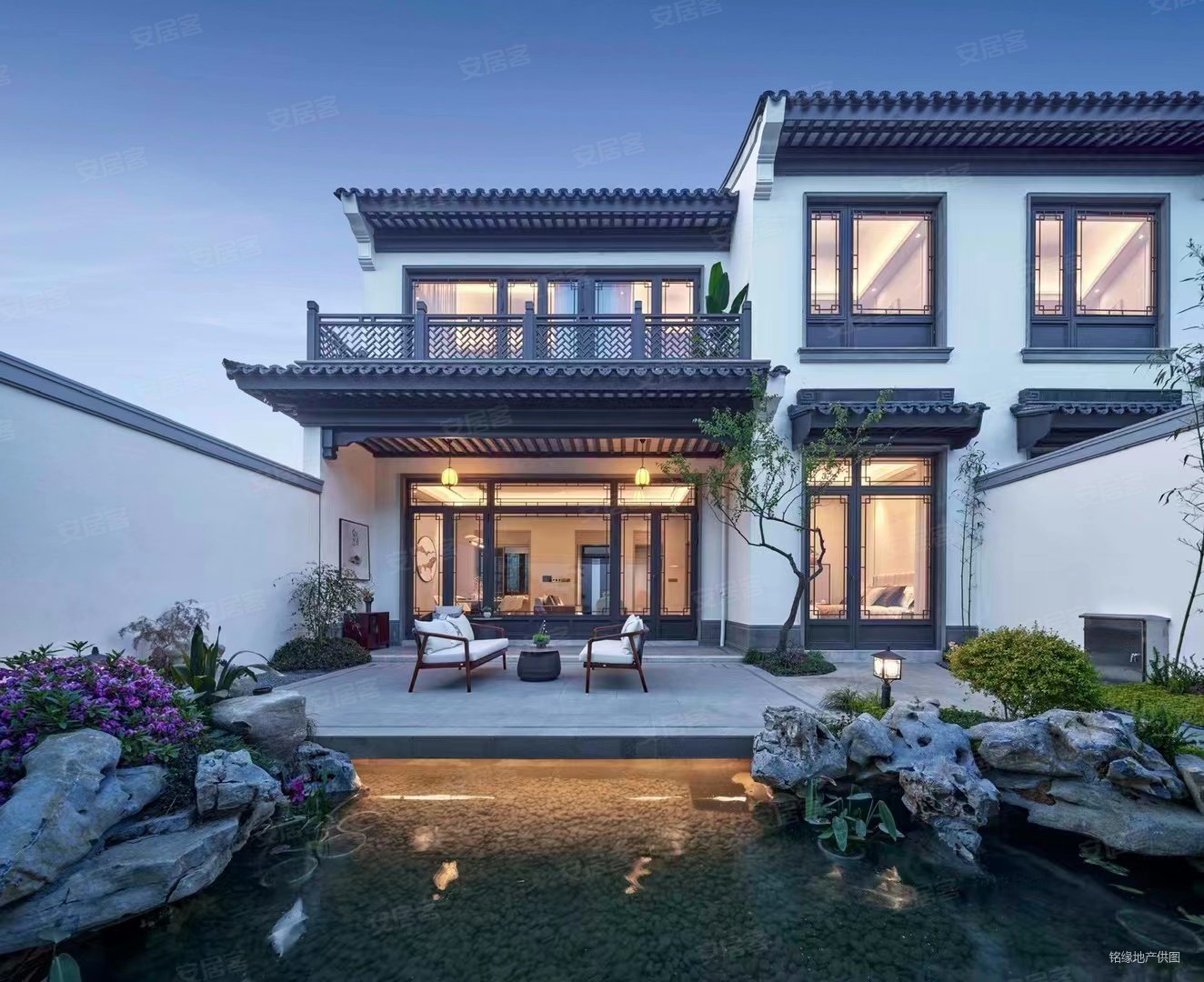 嘉兴 纯中式合院别墅,赠送80平大花园,私家车库直达,可看,蓝城春风