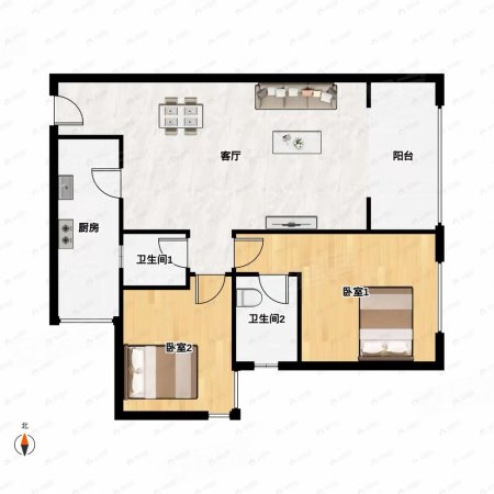 隆鑫 套三单卫 精装很少住 8成新 对中庭