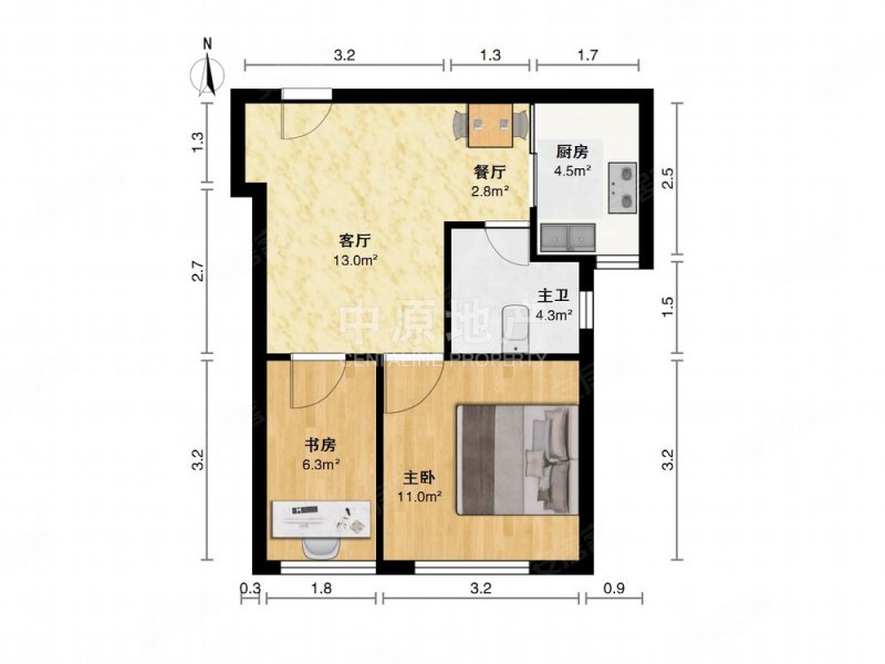 和瑞雅苑1室2厅1卫53.2㎡南442万