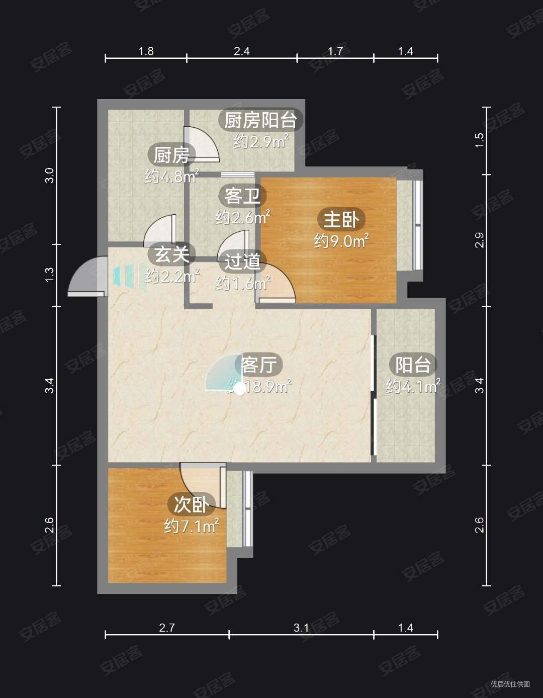檀香佳苑(一期)2室2厅1卫68㎡南北52万