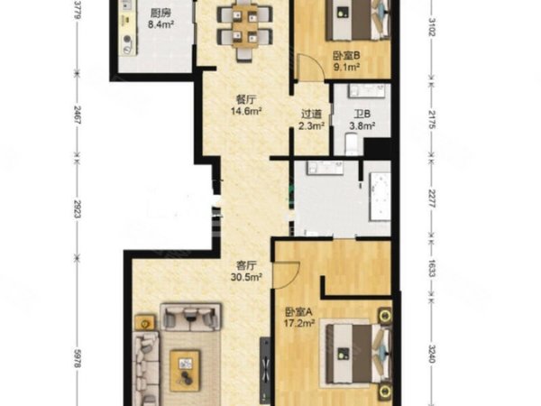 沈阳沈河五爱街雅颂居雅颂居 2室2厅2卫