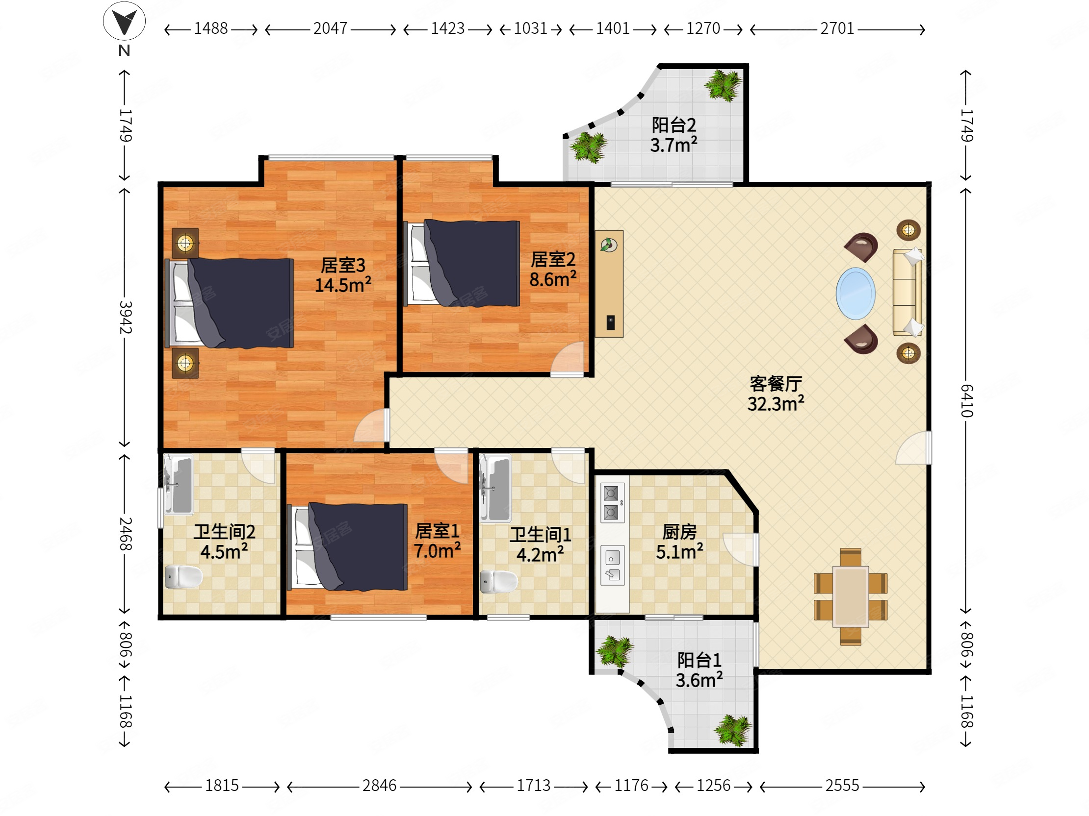 新出园中花园南北通透产权看房随时方便