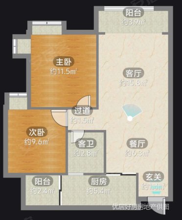 坝中名园2室2厅1卫75㎡东南38万