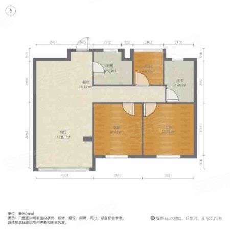 翠屏城3室2厅1卫86㎡南82万