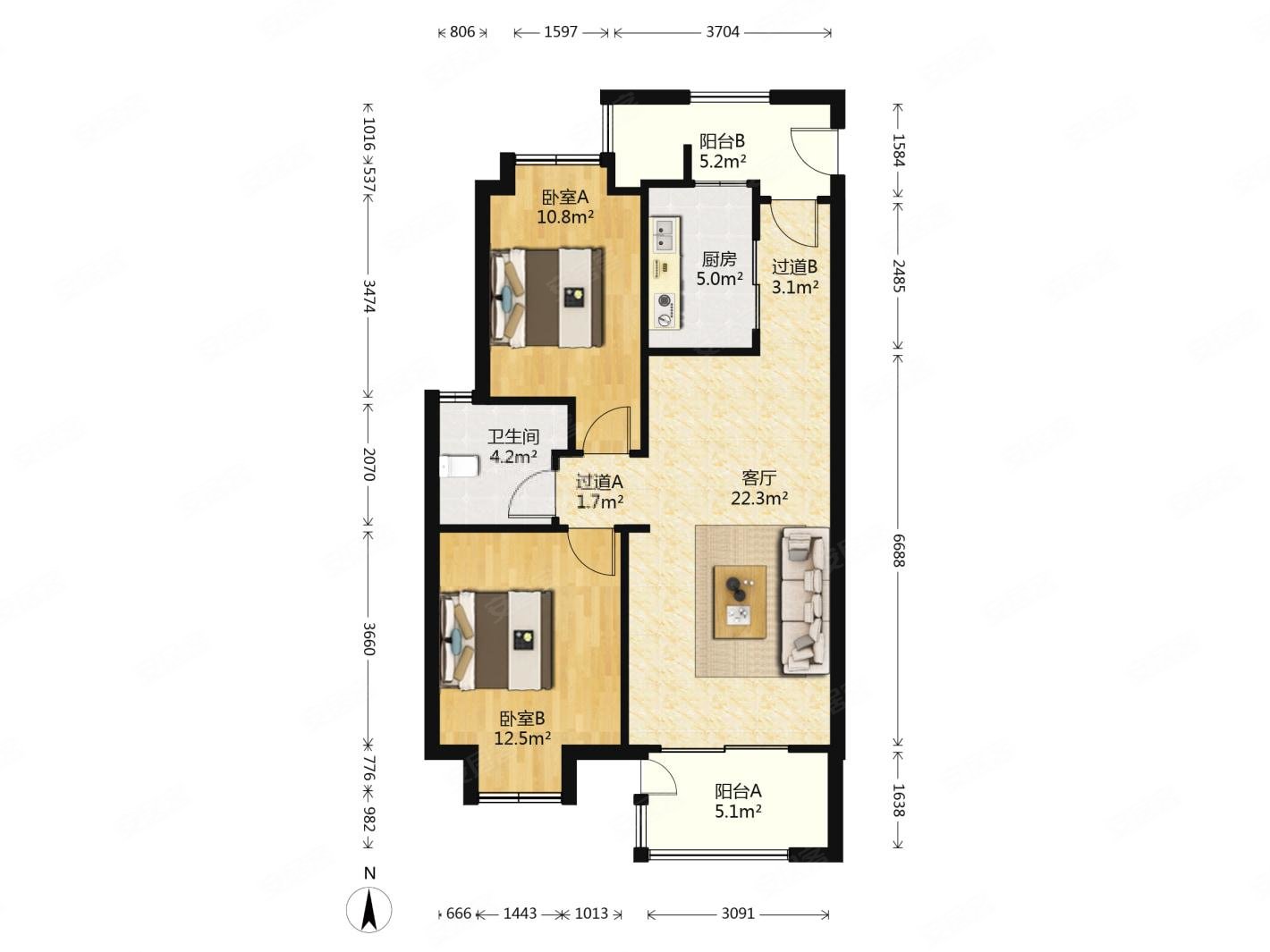 急售聚焦好房万科城小户型2房1卫南北通透人车分流