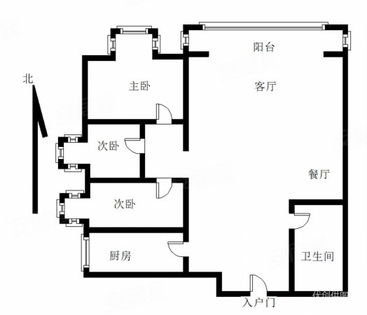 龙泽苑3室2厅1卫136㎡南北86万