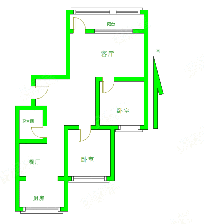 燕水佳园社区北区2室2厅1卫89.95㎡南北118万