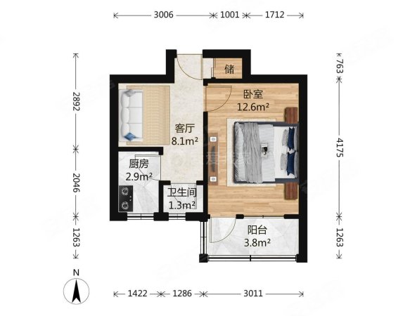 曙光西里1室1厅1卫43.88㎡东南245万