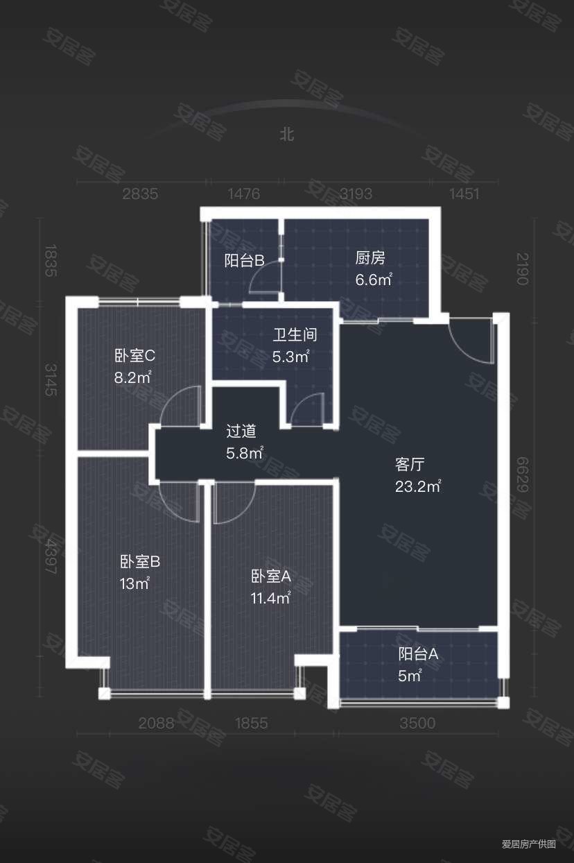 恒大翡翠龙庭3室2厅1卫111.08㎡南北149万