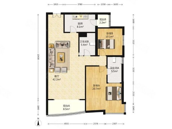 北京朝阳朝阳公园棕榈泉国际公寓棕榈泉国际公寓 看小区花园大两居,中