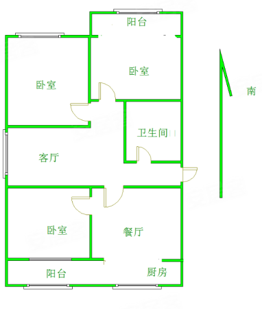 双路小区3室1厅1卫87㎡南北130万