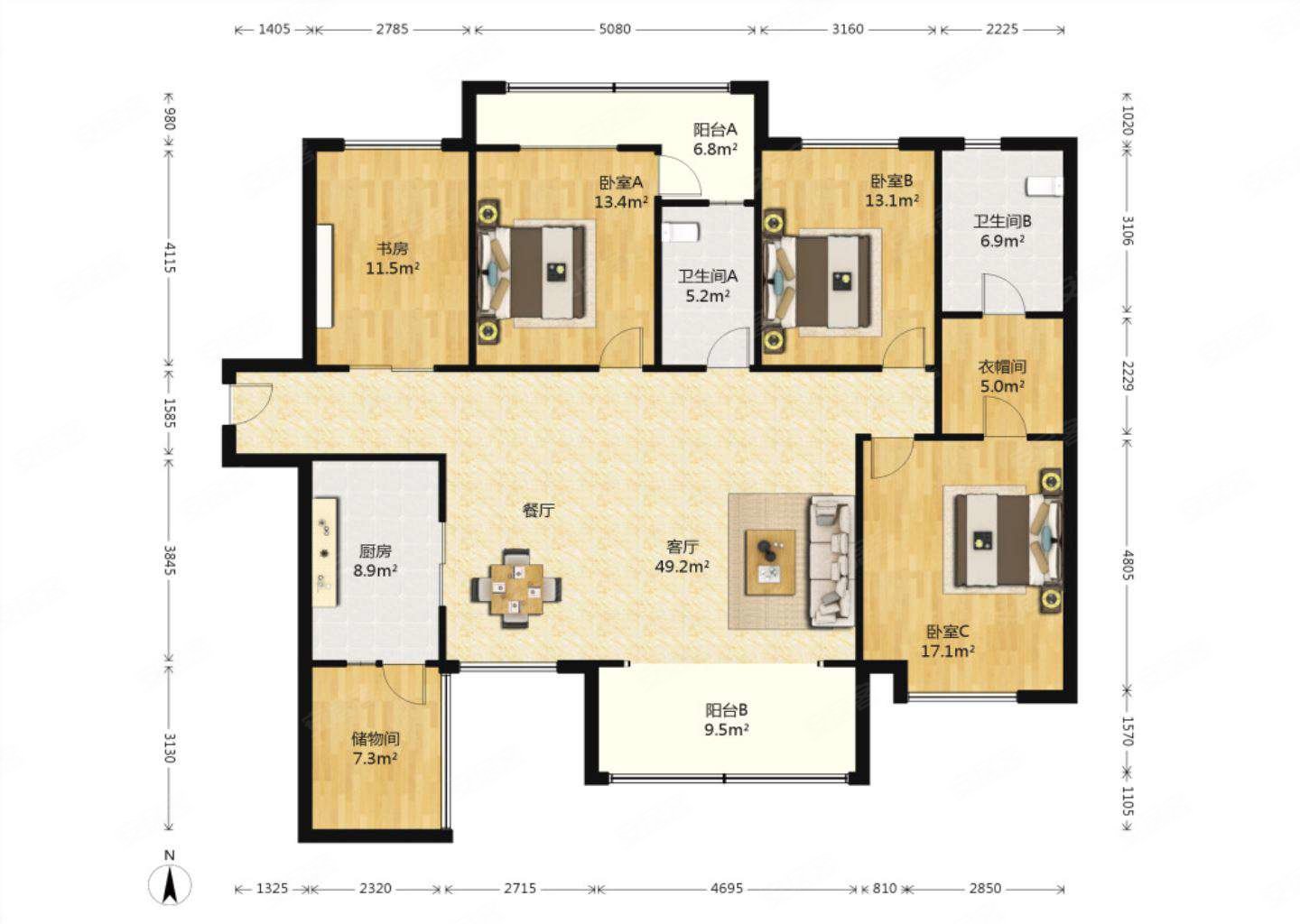 电梯房华侨城天鹅堡158平南北通透满二诚心出售价