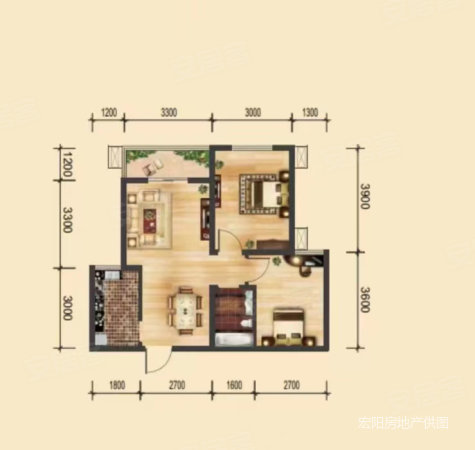 西城雅居2室2厅1卫69㎡南北48万