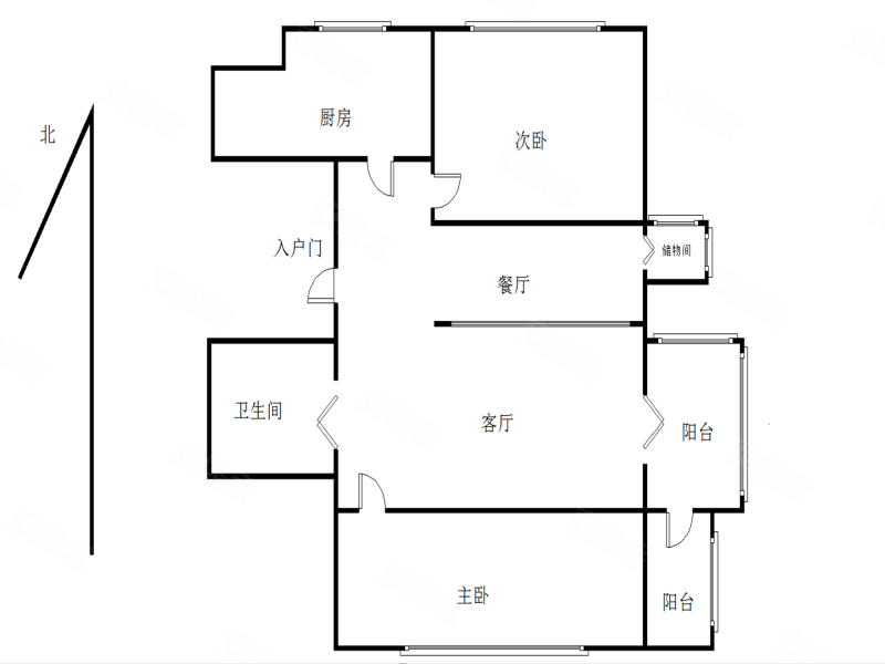 水晶城(二期)2室2厅1卫89.8㎡南北80万