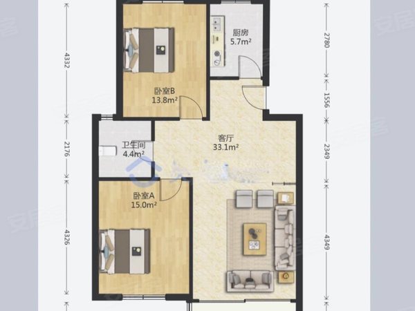 【多图】西郊半岛名苑,华新租房,家具家电全配,精装两房,高楼层,采光