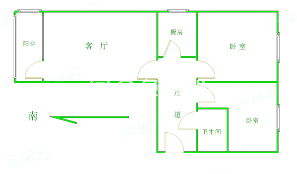 礼贤街小区2室1厅1卫57.97㎡南北135万