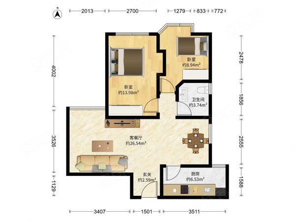 广州天河天河北金海花园金海花园 2 房 74.25 方出租房源真实图片