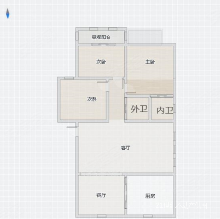 康强家园3室2厅2卫100㎡南北130万