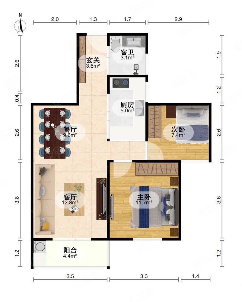 (新出好房) 精装修 房东自住房 诚心出售,龙江庭苑c区二手房,82万,2室