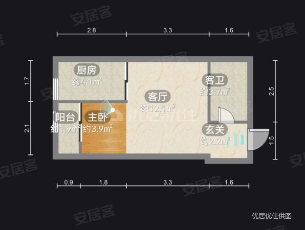 中交万都汇1室1厅1卫41㎡东南38万