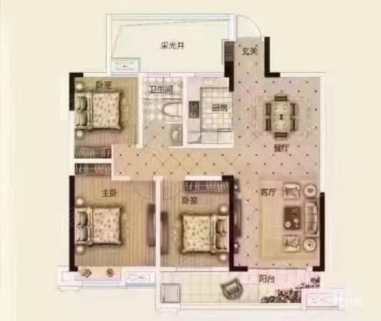 珑熙庄园(东区)3室2厅1卫108㎡南北83万