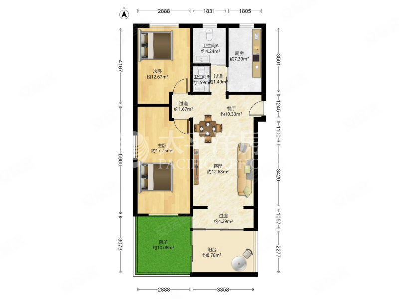 鹏欣家园2室1厅1卫89㎡南560万