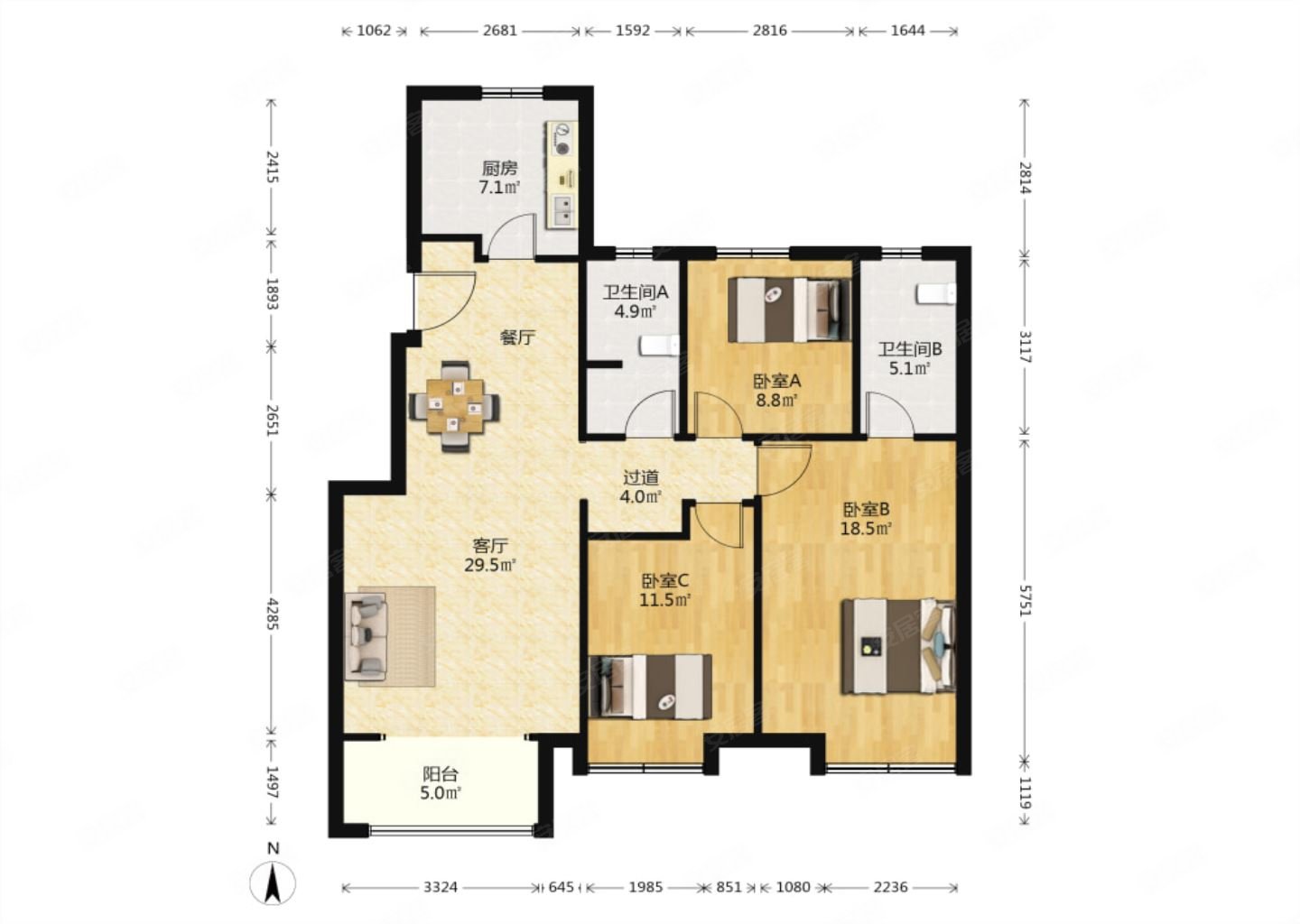公摊小 前排小高层 带精装 东户 户型好 拎包入住,龙湖天璞二期二手房