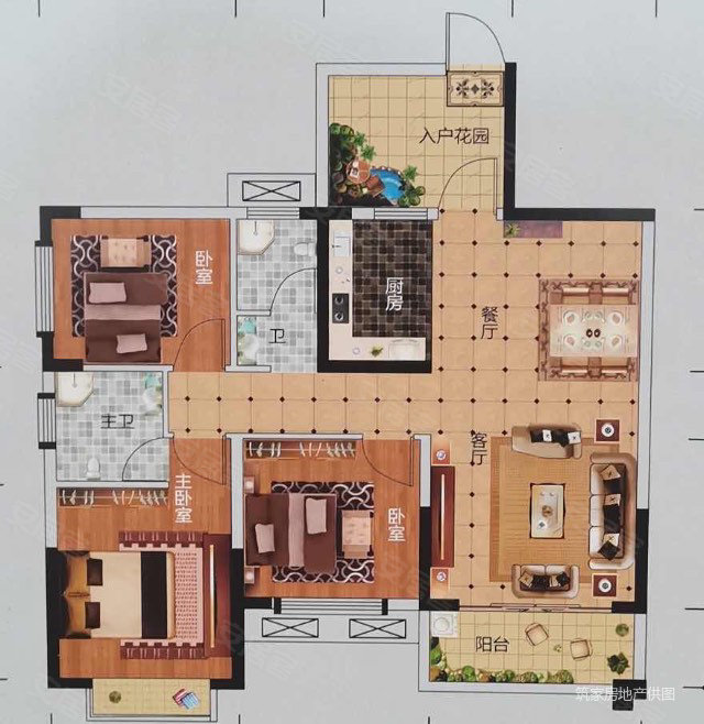 锦江新城3室2厅2卫105㎡南53万