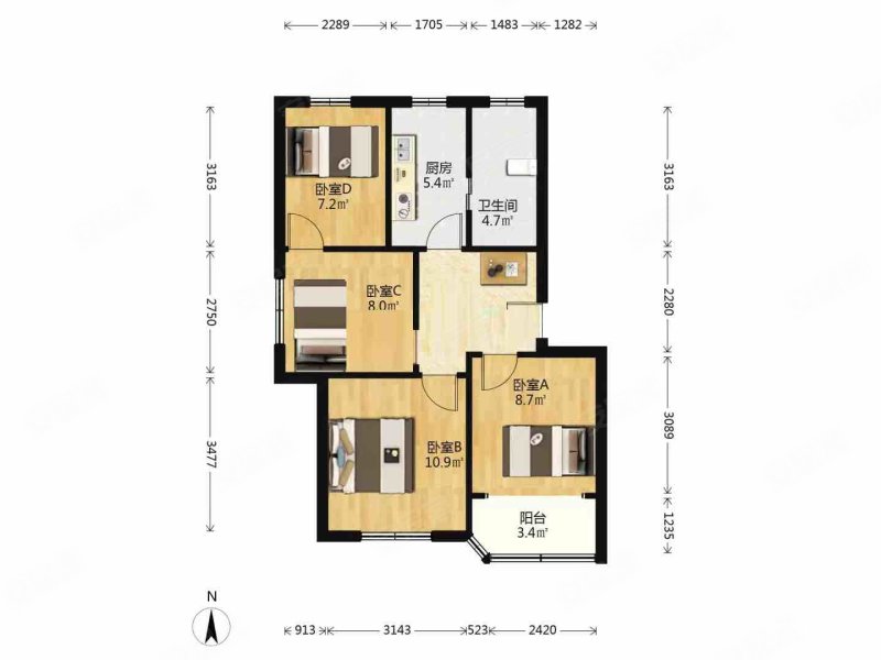 红梅小区(长宁)3室1厅1卫72㎡南468万