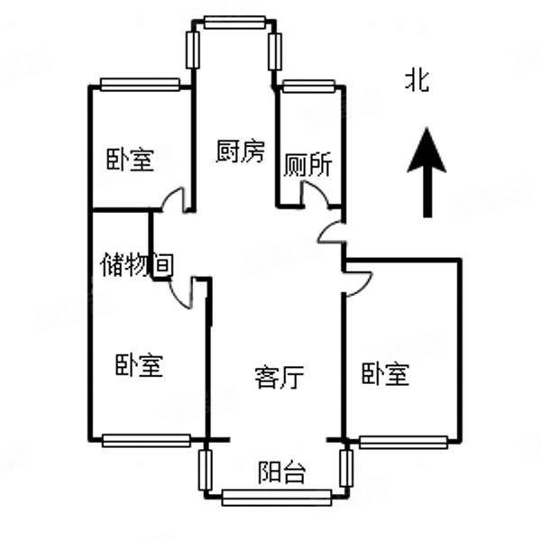 裕农公寓3室2厅1卫110.95㎡南北53万