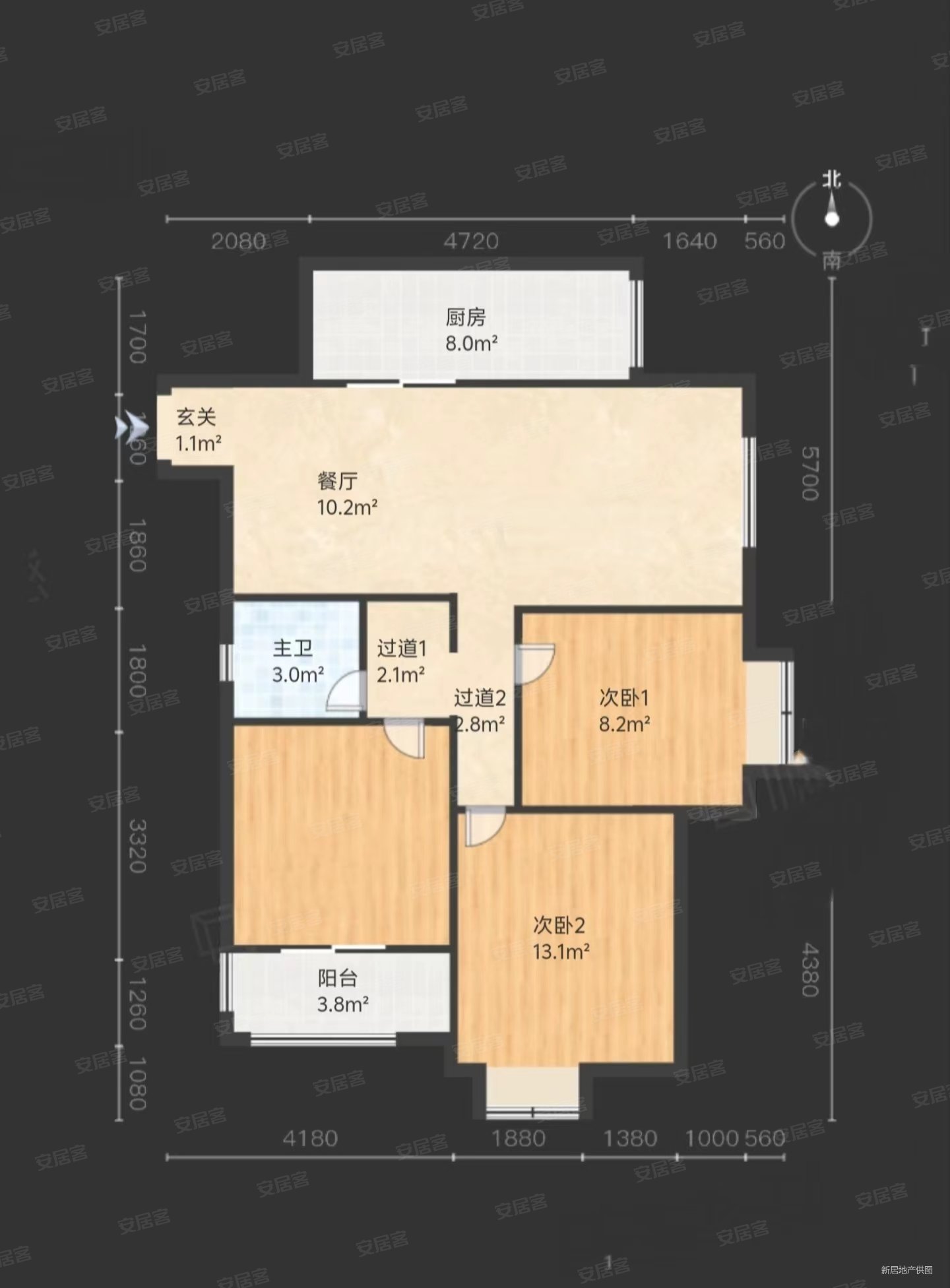 幸福城润园3室2厅1卫111.5㎡南北110万