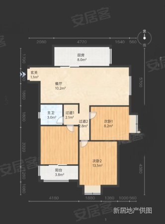 幸福城润园3室2厅1卫111.5㎡南北110万