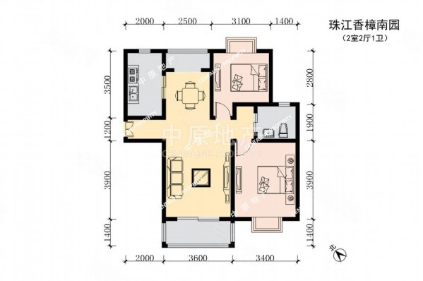 珠江香樟南园2室2厅1卫98.43㎡南817万