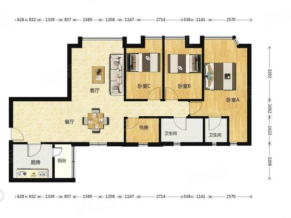 广州天河天河北金海花园金海花园 3 房 104.85 方出租房源真实图片