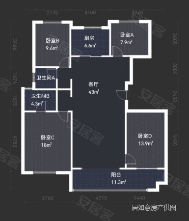 中南春溪集4室2厅2卫142㎡南190万