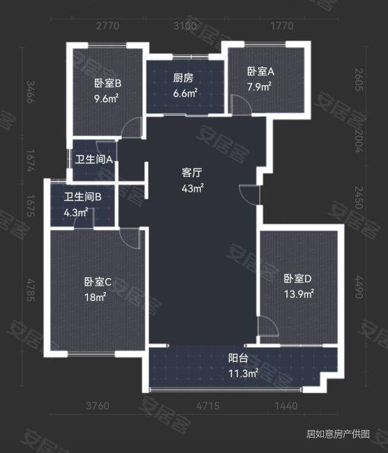 中南春溪集4室2厅2卫142㎡南190万