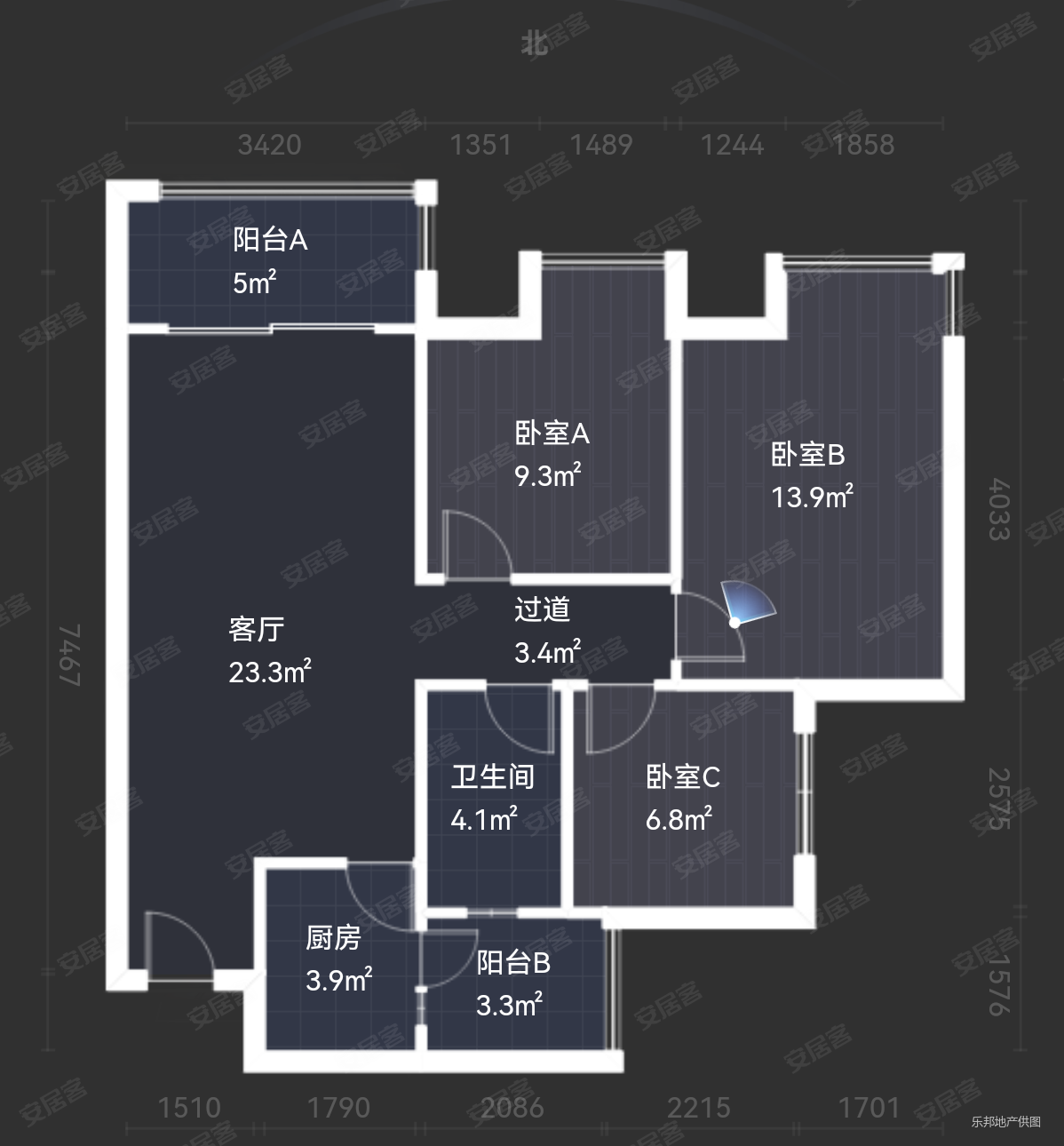 碧桂园悦府3室2厅1卫88.6㎡南北141万