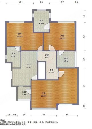 西郊花园别墅4室2厅3卫258㎡南北3599万