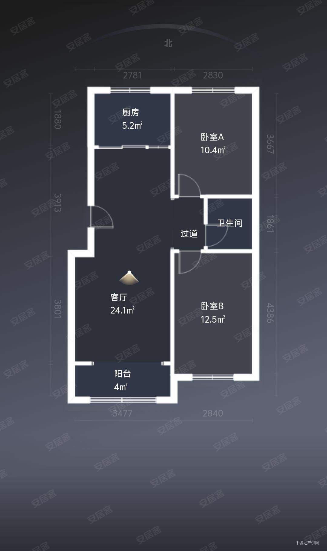 乐想天诚家园2室2厅1卫97.22㎡南北70万