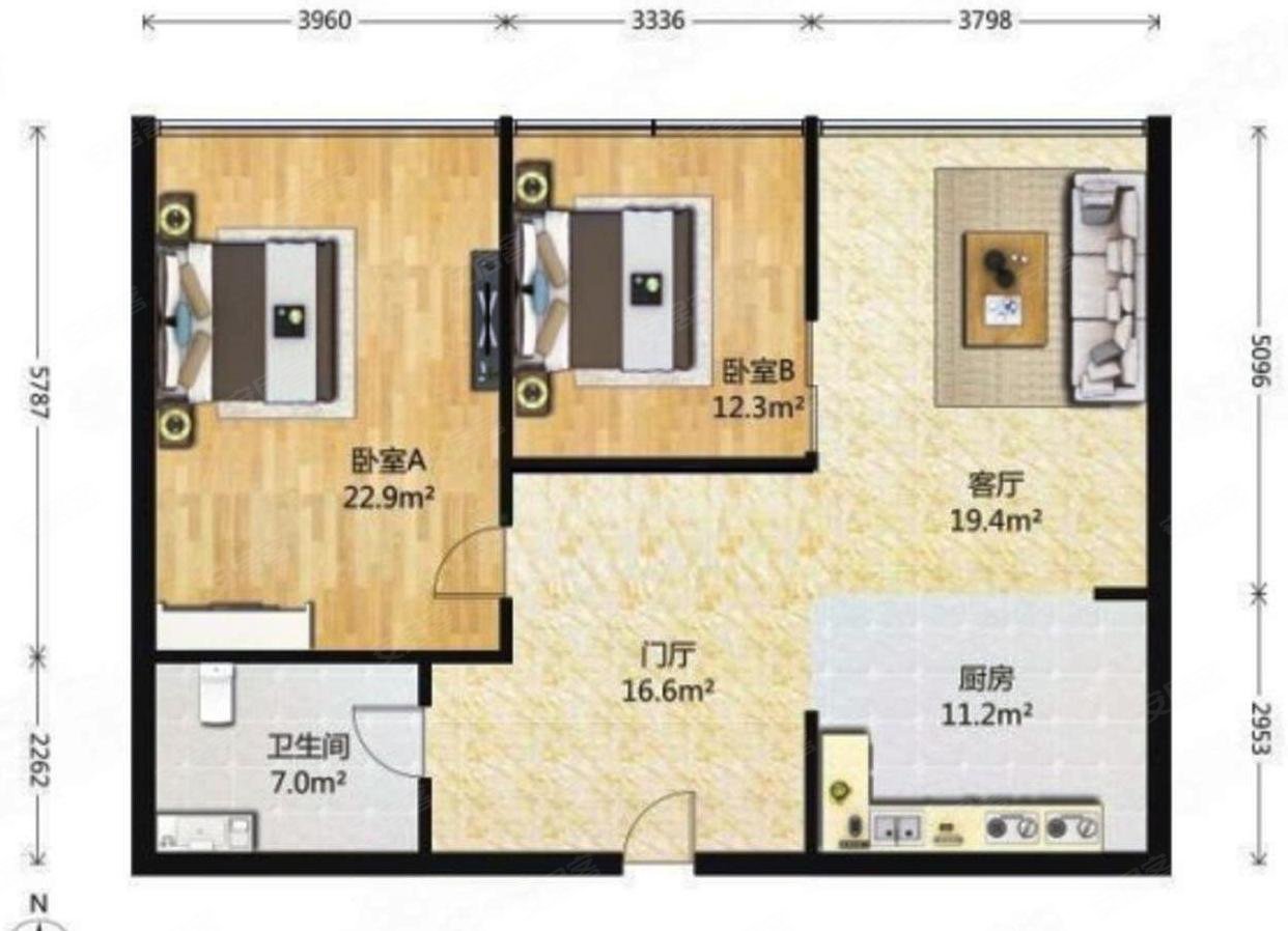 方正两居精装落地窗有燃气建外soho西区