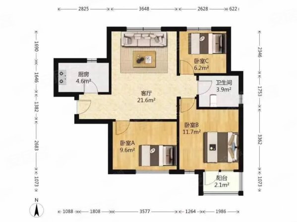 出售军宏园90平米三室,军宏园二手房,75万,3室1厅,1卫,90平米-天津安